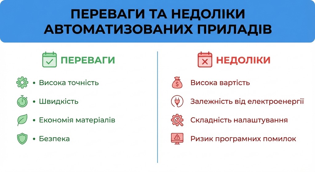 Ознайомтеся зі змістом параграфа й підготуйте постер про переваги й недоліки під час роботи з автоматизованими приладами.
