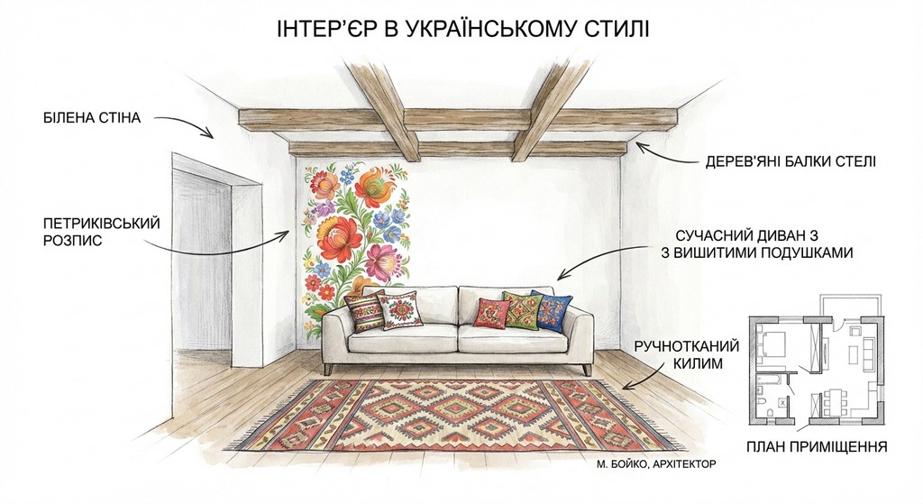 ескіз кімнати в етнічному стилі