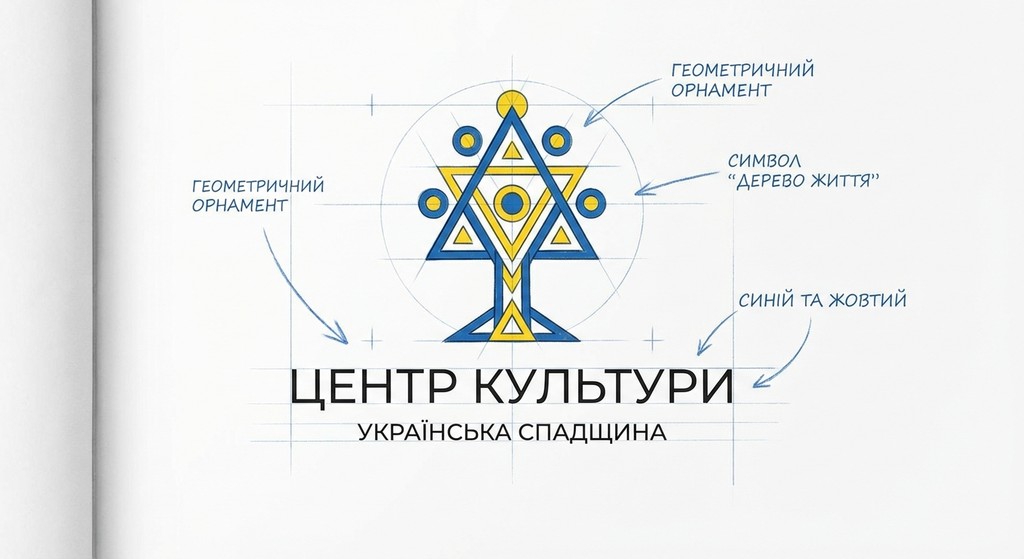 власний ескіз логотипа або постера з елементами української орнаментики.
