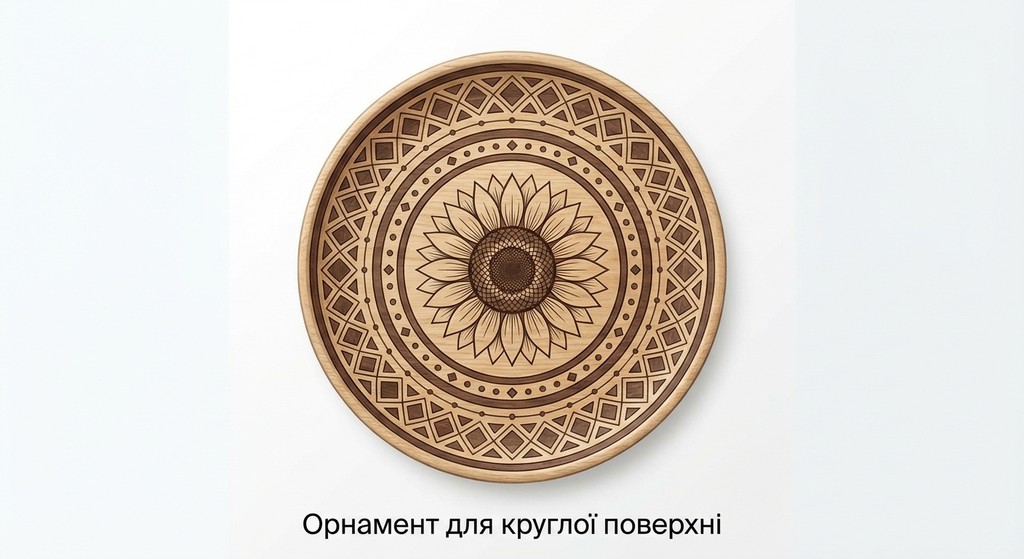 орнамент для інкрустації виробів із деревини на круглій поверхні