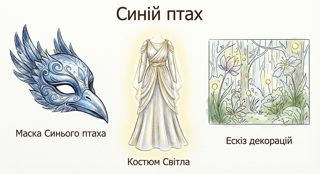 ескізи символіки для шкільної театральної постановки одного з творів драматургії