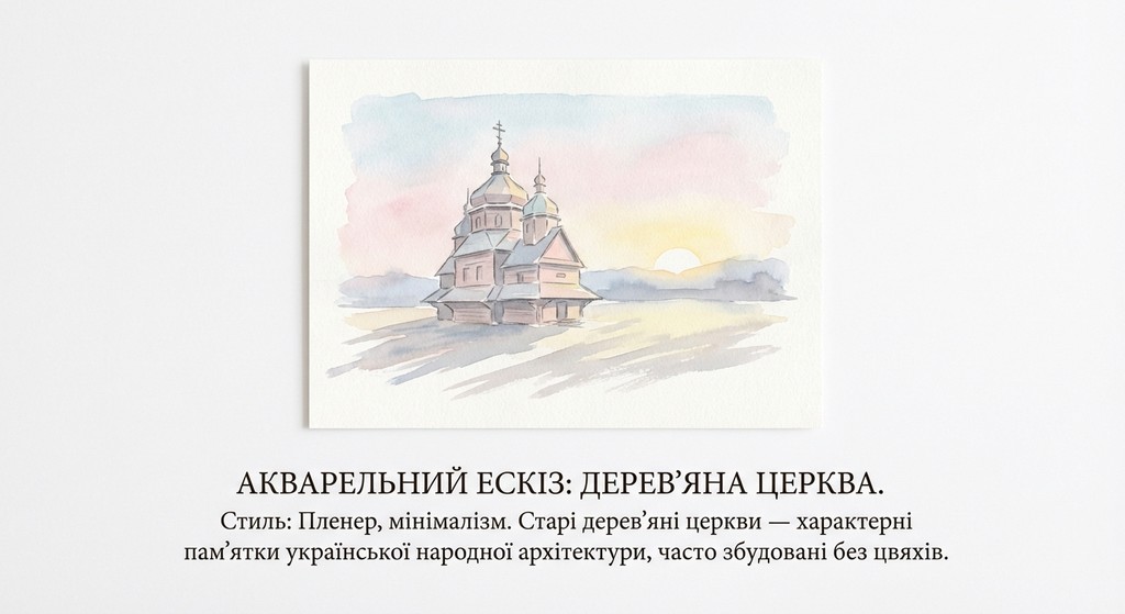 Серія замальовок сільської церкви у різний час доби