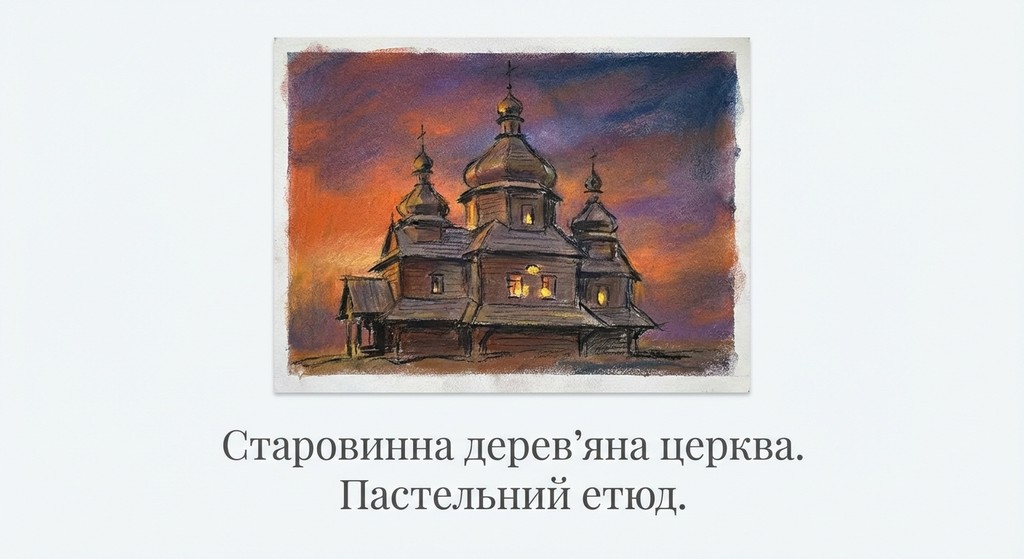Серія замальовок сільської церкви у різний час доби
